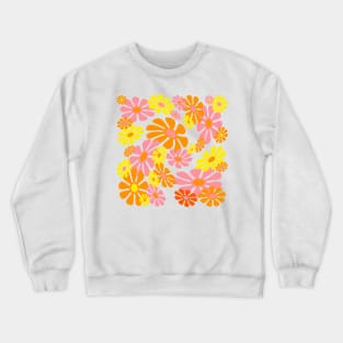 60's Retro Liquid Flowers in Orange, Yellow and Pink Crewneck Sweatshirt